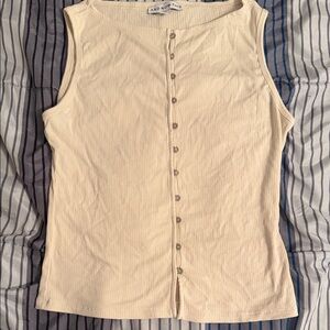 Women's Cream Button-Front Tank Top